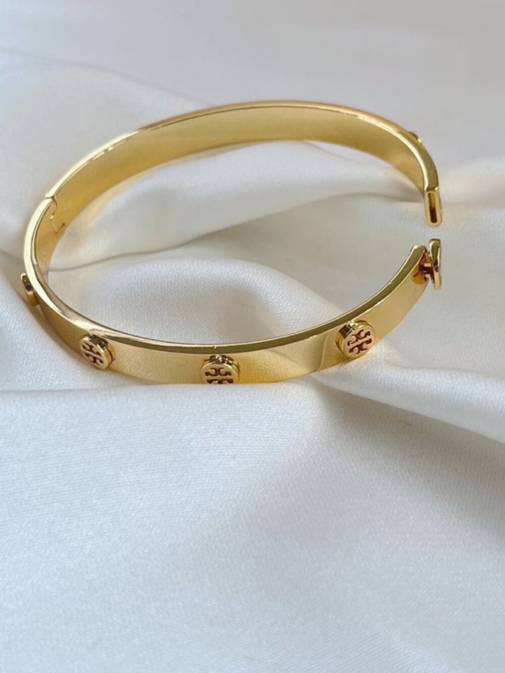 Tory Burch Gold Hinged Bangle Bracelet